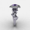Natures Nouveau 950 Platinum Alexandrite Diamond Leaf and Mushroom Wedding Ring Engagement Ring NN103SA-PLATDAL-3