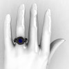 14K Black Gold Blue Sapphire Diamond Leaf and Mushroom Wedding Ring Engagement Ring NN103A-14KBGDBS-5