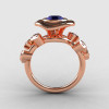 18K Rose Gold Blue Sapphire Diamond Leaf and Mushroom Wedding Ring Engagement Ring NN103A-18KRGDBS-2
