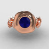 18K Rose Gold Blue Sapphire Diamond Leaf and Mushroom Wedding Ring Engagement Ring NN103A-18KRGDBS-4