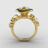 14K Yellow Gold Yellow Sapphire Diamond Leaf and Mushroom Wedding Ring Engagement Ring NN103A-14KYGDYS-2