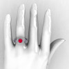 Natures Nouveau 14K White Gold Ruby Diamond Leaf and Mushroom Wedding Ring Engagement Ring NN103SA-14KWGDR-5