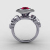 Natures Nouveau 14K White Gold Ruby Diamond Leaf and Mushroom Wedding Ring Engagement Ring NN103SA-14KWGDR-2