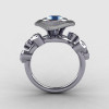 Natures Nouveau 14K White Gold Blue Topaz Diamond Leaf and Mushroom Wedding Ring Engagement Ring NN103SA-14KWGDBT-2