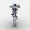 Natures Nouveau 14K White Gold Blue Topaz Diamond Leaf and Mushroom Wedding Ring Engagement Ring NN103SA-14KWGDBT-3