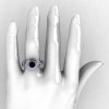 14K White Gold Black Diamond Leaf and Mushroom Wedding Ring Engagement Ring NN103A-14KWGDBD-5