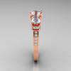 French 14K Rose Gold Three Stone CZ Diamond Wedding Ring Engagement Ring R182-14KRGDCZ-3