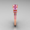 French 14K Rose Gold Three Stone Light Pink Sapphire Wedding Ring Engagement Ring R182-14KRGLPS-3