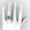 14K White Gold Blue Sapphire Diamond Flower Wedding Ring Engagement Ring NN107-14KWGDBS-5
