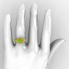 14K Yellow Gold Peridot Diamond Flower Wedding Ring Engagement Ring NN109S-14KYGDP-5