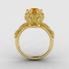 14K Yellow Gold Citrine Diamond Flower Wedding Ring Engagement Ring NN109S-14KYGDCI-2
