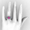 Natures Nouveau 14K White Gold Pink Sapphire Diamond Flower Engagement Ring NN109S-14KWGDPS-5