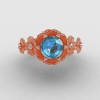 14K Rose Gold Aquamarine Diamond Flower Wedding Ring Engagement Ring NN109S-14KRGDAQ-4