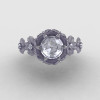 14K White Gold White Sapphire Diamond Flower Wedding Ring Engagement Ring NN109S-14KWGDWS-4