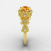 14K Yellow Gold Citrine Diamond Flower Wedding Ring Engagement Ring NN109S-14KYGDCI-3