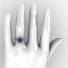 14K White Gold Alexandrite Diamond Flower Wedding Ring Engagement Ring NN109S-14KWGDAL-5