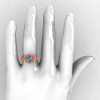 14K Rose Gold Aquamarine Diamond Flower Wedding Ring Engagement Ring NN109S-14KRGDAQ-5