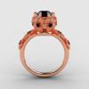 14K Rose Gold Black Diamond Flower Wedding Ring Engagement Ring NN109S-14KRGBDD-2