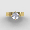 Modern 10K Yellow Gold 1.0 CT White Sapphire Solitaire Engagement Ring Wedding Band Bridal Set R186S-10KRGWS-4
