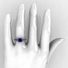 Classic 14K White Gold Blue Sapphire Diamond Solitaire Ring R188-14KWGDBS-5