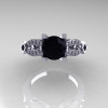 Classic 14K White Gold Black and White Diamond Solitaire Ring R188-14KWGDBD-4
