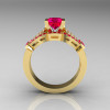 Classic 14K Yellow Gold Ruby Diamond Solitaire Ring Single Flush Band Bridal Set R188S-14KYGDRR-2