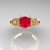 Classic 14K Yellow Gold Ruby Diamond Solitaire Ring R188-14KYGDRR-4