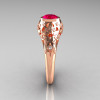 Classic 14K Rose Gold 0.65 Carat Ruby Diamond Engagement Wedding Ring R302-14KRGDR-4