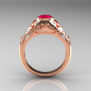 Classic 14K Rose Gold 0.65 Carat Ruby Diamond Engagement Wedding Ring R302-14KRGDR-3
