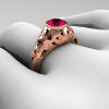 Classic 14K Rose Gold 0.65 Carat Ruby Diamond Engagement Wedding Ring R302-14KRGDR-2