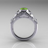 Classic 14K White Gold 0.65 Carat Peridot Diamond Engagement Wedding Ring R302-14KWGDP-2