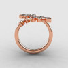 14K Rose Gold Aquamarine Leaf and Vine Wedding Ring Engagement Ring NN112-14KRGAQ-2