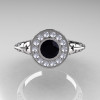 Modern Antique 14K White Gold Black and White Diamond Wedding Ring Engagement Ring R191-14KWGDBD-4