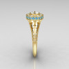 Modern Antique 18K Yellow Gold White Sapphire Aquamarine Diamond Wedding Ring Engagement Ring R191-18KYGDAQWS-3