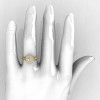 Modern Antique 18K Yellow Gold White Sapphire Aquamarine Diamond Wedding Ring Engagement Ring R191-18KYGDAQWS-5