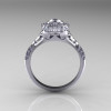 Modern Antique 18K White Gold White Sapphire Diamond Wedding Ring Engagement Ring R191-18KWGDWS-2