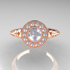 Modern Antique 14K Rose Gold Cubic Zirconia Diamond Wedding Ring Engagement Ring R191-14KRGDCZ-4