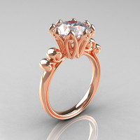 Modern Antique 14K Rose Gold 3.0 Carat White Sapphire Solitaire Engagement Ring AR135-14KRGWS-1