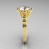 Modern Antique 14K Yellow Gold 3.0 Carat White Sapphire Solitaire Engagement Ring AR135-14KYGWS-3