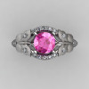 Nature Inspired 18K White Gold 1.0 CT Pink Sapphire Diamond Butterfly and Vine Engagement Ring Wedding Ring NN117S-18KWGDPS-2