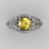 Nature Inspired 10K White Gold 1.0 CT Yellow Sapphire Diamond Butterfly and Vine Engagement Ring Wedding Ring NN117S-10KWGDYS-2