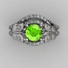 Nature Inspired 10K White Gold 1.0 CT Peridot Diamond Butterfly and Vine Engagement Ring Wedding Band Set NN117SS-10KWGDP-2