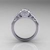 Classic 14K White Gold Oval White Sapphire Diamond Wedding Ring Engagement Ring R194-14KWGDNWS-2