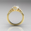 Classic 14K Yellow Gold Oval White Sapphire Diamond Wedding Ring Engagement Ring R194-14KYGDNWS-2