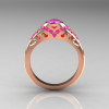 Classic 14K Rose Gold Oval Pink Sapphire Wedding Ring Engagement Ring R194-14KRGNPS-4
