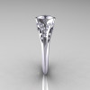 Classic 14K White Gold Oval White Sapphire Diamond Wedding Ring Engagement Ring R194-14KWGDNWS-3