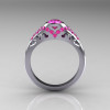 Classic 10K White Gold Oval Pink Sapphire Wedding Ring Engagement Ring R194-10KWGNPS-2