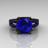 Modern Vintage 14K Black Gold 3.0 Carat Blue Sapphire Solitaire Ring R102-14KBGBS-4