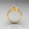 Classic Italian 18K Yellow Gold Oval White Sapphire Diamond Engagement Ring R195-18KYGDNWS-2