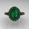 Classic Italian 14K Black Gold Oval Emerald Engagement Ring R195-14KBGEM-4
